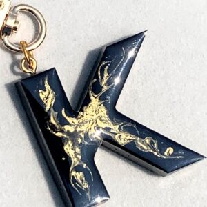 字母滴膠鎖匙扣 – 黑金系列K