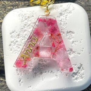 永生花字母滴膠鎖匙扣 - 活潑可愛