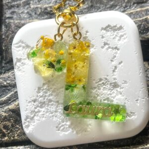 永生花字母滴膠鎖匙扣 - 黃拼綠