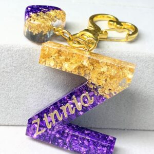 閃石字母滴膠鎖匙扣 -  閃爍耀眼