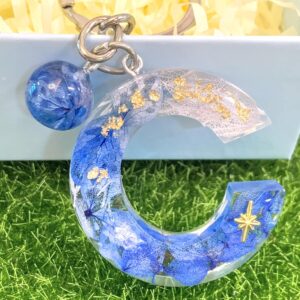 永生花字母滴膠鎖匙扣 – 海洋之花
