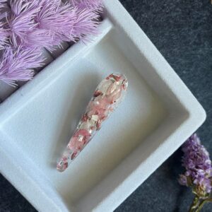 永生花滴膠髮夾 - 粉紅色花系配上貝母片