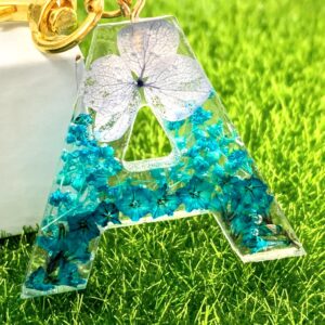 永生花字母滴膠鎖匙扣 - 白花之母