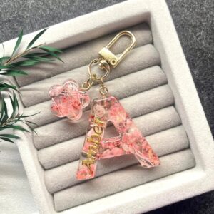 永生花字母滴膠鎖匙扣 - 初戀心情