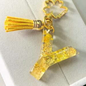 永生花字母滴膠鎖匙扣 - 清香檸檬