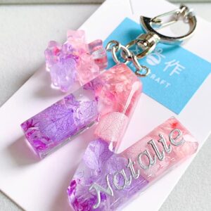 永生花字母滴膠鎖匙扣 -  紫醉金迷