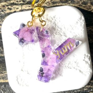 永生花字母滴膠鎖匙扣 - 紫。情