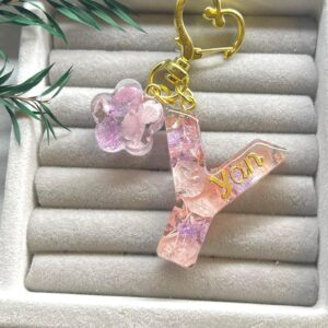 永生花字母滴膠鎖匙扣 - 柔情蜜意