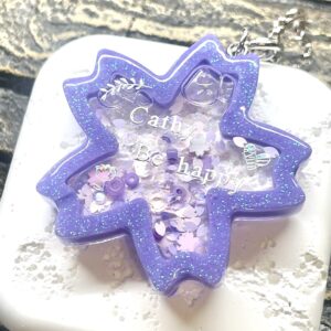 搖搖樂滴膠流沙匙扣 - 紫迷樱花