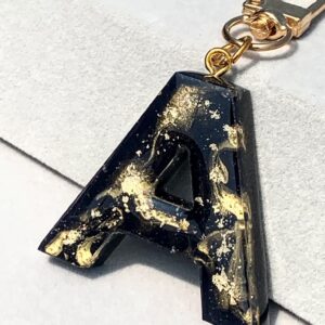 字母滴膠鎖匙扣 – 黑金系列A