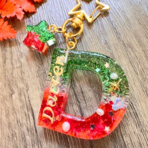 聖誕字母滴膠鎖匙扣 - D