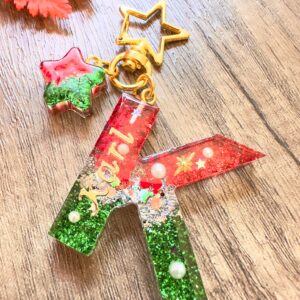 聖誕字母滴膠鎖匙扣 - K