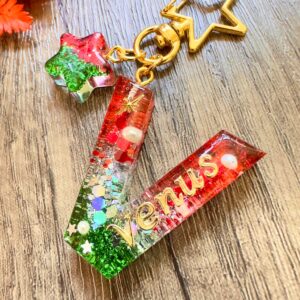 聖誕字母滴膠鎖匙扣V