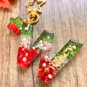 聖誕字母滴膠鎖匙扣W