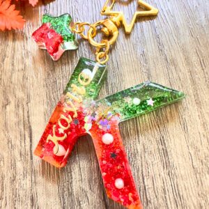 聖誕字母滴膠鎖匙扣（K）