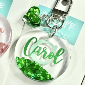 客製化圓形吊牌滴膠匙扣 - 綠色+透明