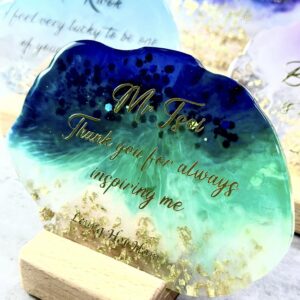 自訂字句水晶膠杯墊/飾物盤/記念品 - 極光杯墊飾物盤