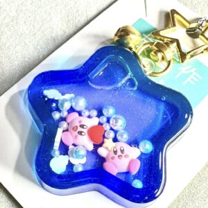 搖搖樂滴膠流沙匙扣 - 深藍之星