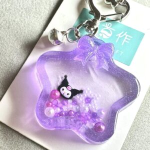 搖搖樂滴膠流沙匙扣 - 淺紫星形