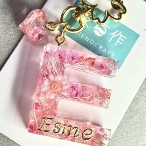 永生花字母滴膠鎖匙扣 -  粉粉嫩嫩