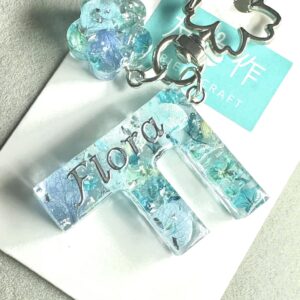 永生花字母滴膠鎖匙扣 -  藍色海洋